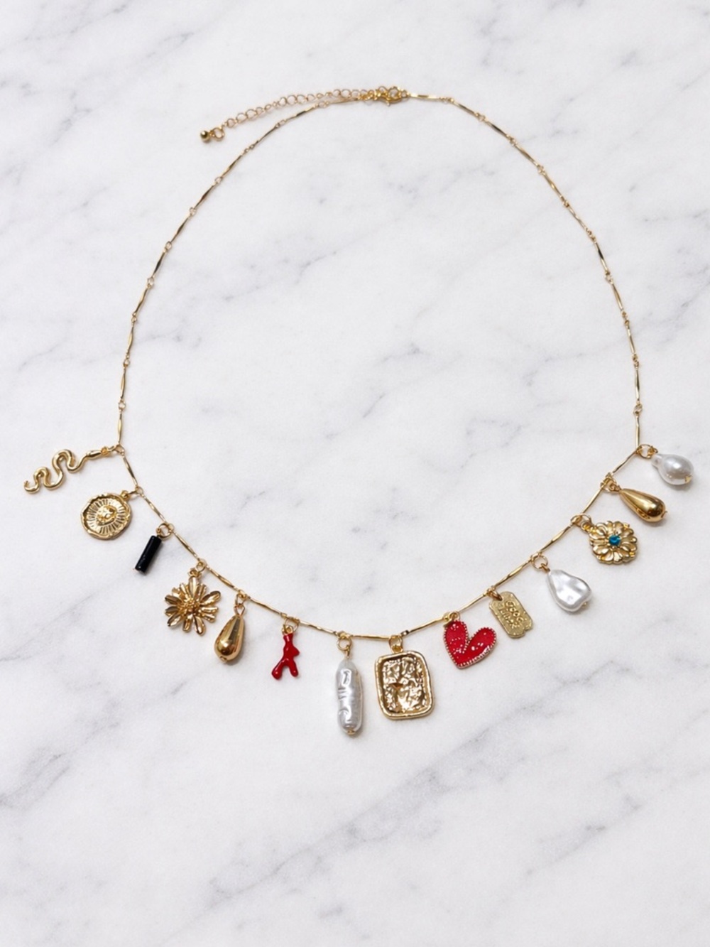 NEW Gold Charm Necklace Assorted Charms Pendant Boho Layering Trendy Jewelry